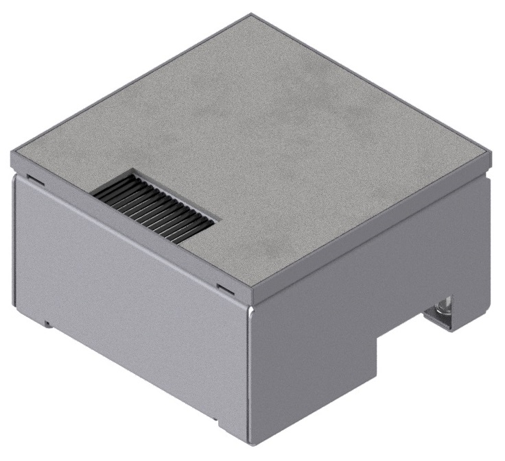 Produktbild UBD 162 163  -  Schwerlast-Unterflur-Bodendose UBD 160 inkl. belegtem Deckel aus Chromstahl, geschlossen, und 1 Bürstenauslass